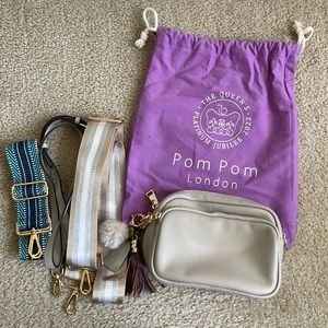 NWOT! Pom Pom London Mayfair Bag Platinum & Accessories